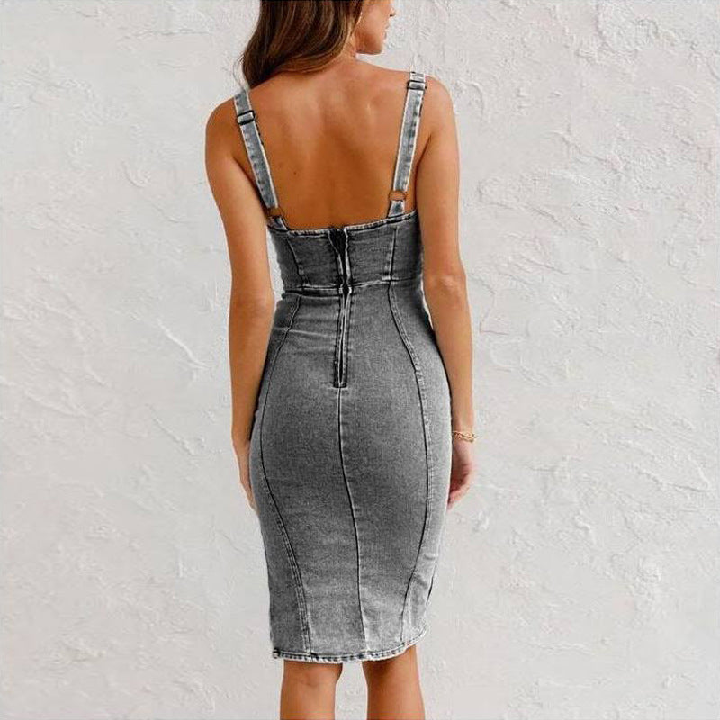 ROBE EN DENIM AVEC BRETELLES RÉGLABLES