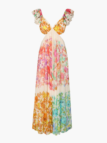 Graciela - Robe Maxi avec Découpes et Imprimé Floral