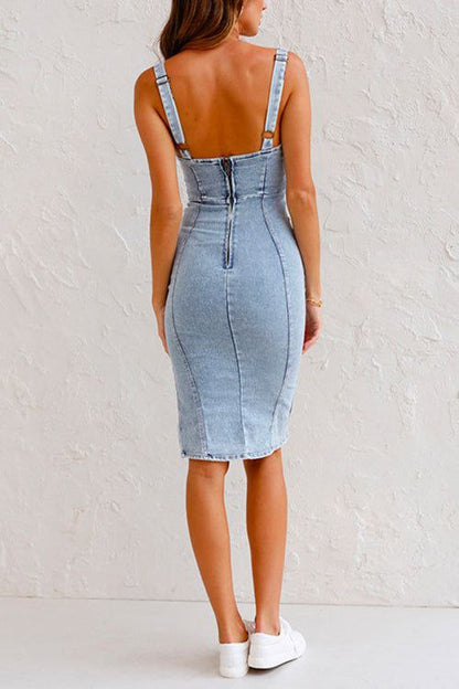 ROBE EN DENIM AVEC BRETELLES RÉGLABLES